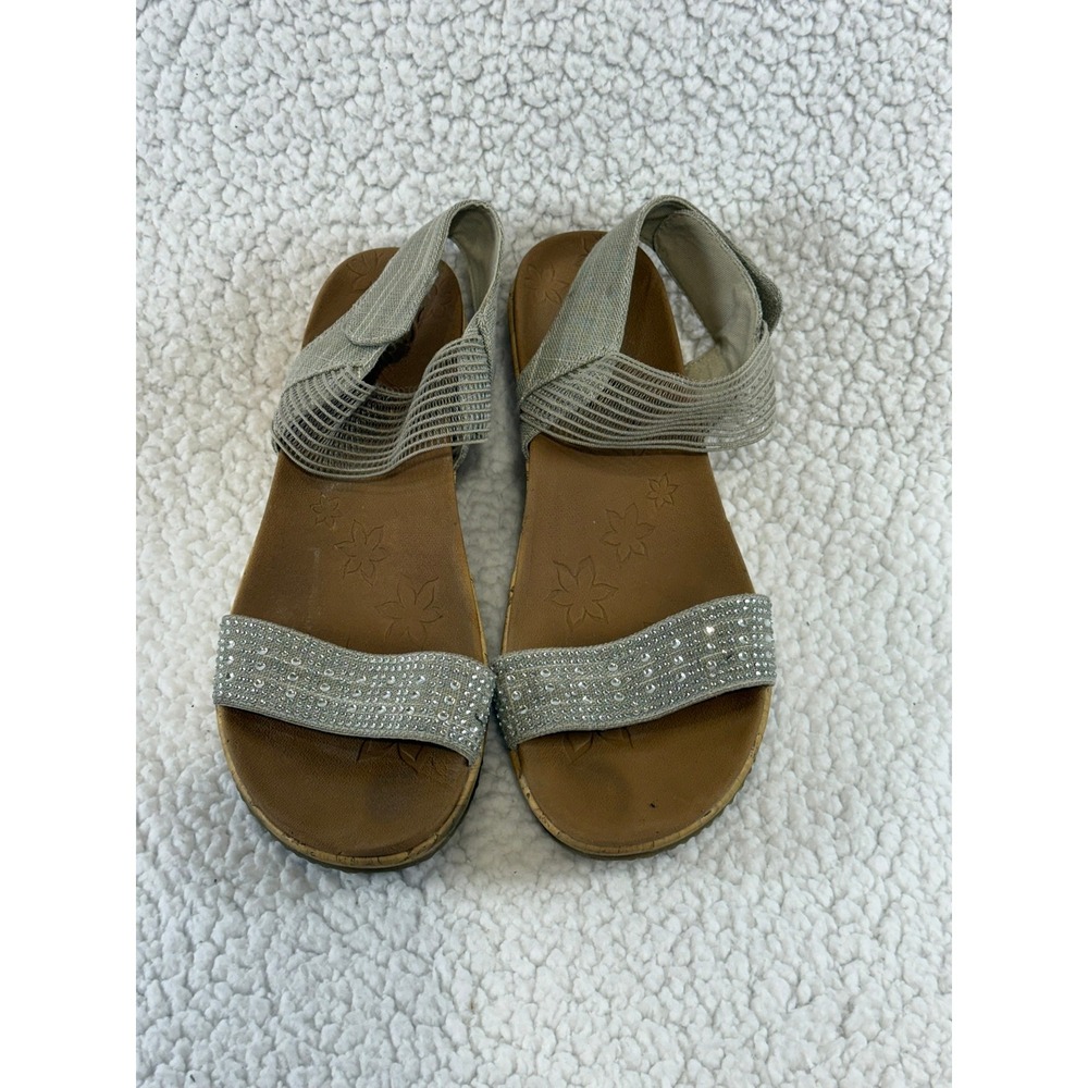 Skechers Cali Rumblers‎ Modern Maze Silver Wedge Sandals Rhinestone Women 31587